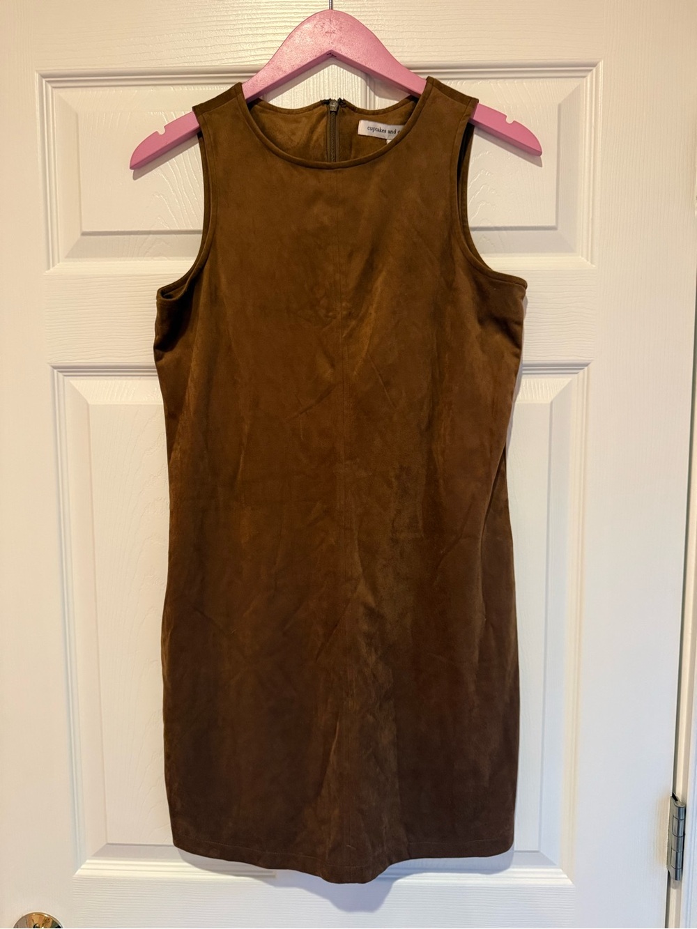 cupcakes & cashmere Brown Vegan Suede Sleeveless Mini Dress